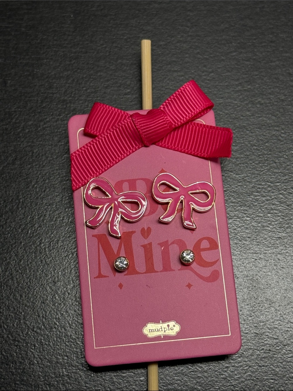 Mud Pie Pink Bow Stud Earrings Glow in the Dark for Kids